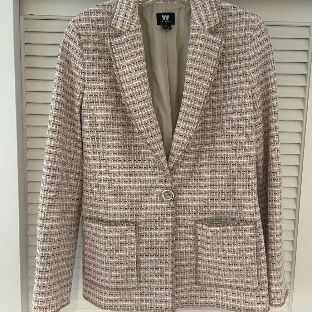 W by Worth Pink and Blue Blazer Classic Tailored Design
